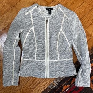 H & M Blazer jacket - fitted white grey US 8 EUR 38 Zip Up